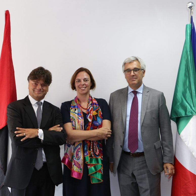 (L-R) Gianpaolo Bruno, trade commissioner to the UAE; Valentina Setta, consul general to the UAE; Liborio Stellino, ambassador of Italy to the UAE.