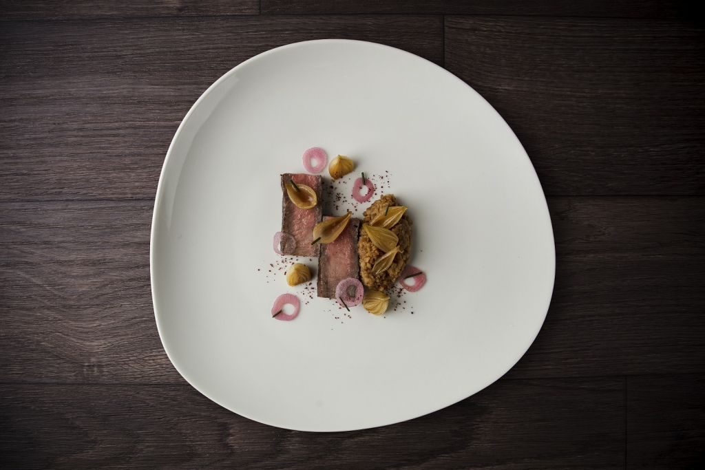 3. Westholme Striploin with onion soubise, roasted grelots and sherry vi...